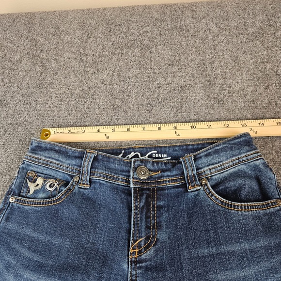 INC International Concepts Curvy Capri Jeans Dark Wash Embroidered Blue Size 0 - Picture 4 of 15